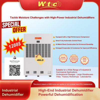 주문 480L/일 산업용 제습기 특별 한정 판매 창고, 지하 주차장용 빠른 제습 온라인 제조